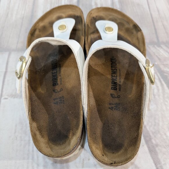 Birkenstock Gizeh White Patent Leather Thong Sandals - Women's Size 41 - Picture 5 of 7